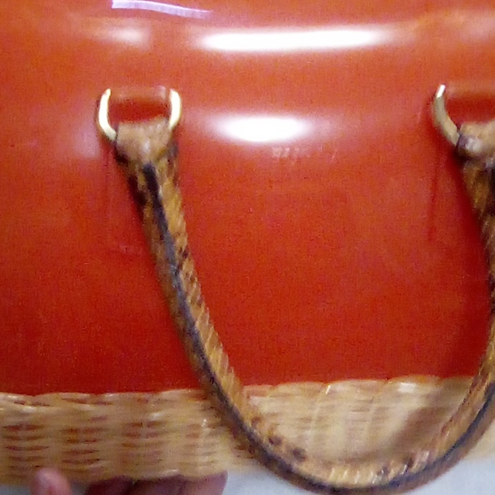 Furla rare Papaya Wicker Redish Orange Like New Dust bag Tags Care Card Included - Picture 5 of 11
